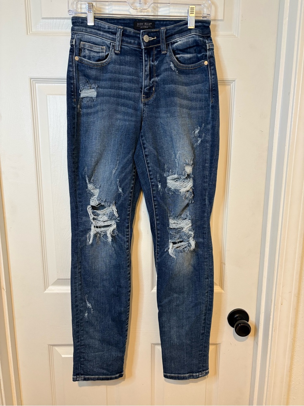 Judy Blue Dark Blue Distressed Skinny Jeans